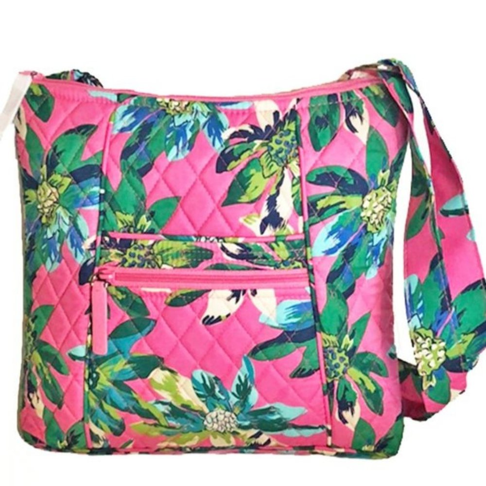 Vera Bradley Hipster Tropical Paradise Pink Green Turquois and Off-White NWT